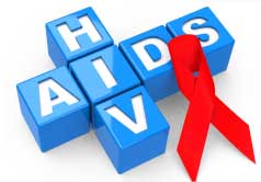 Scrabble tiles spelling out HIV/AIDS